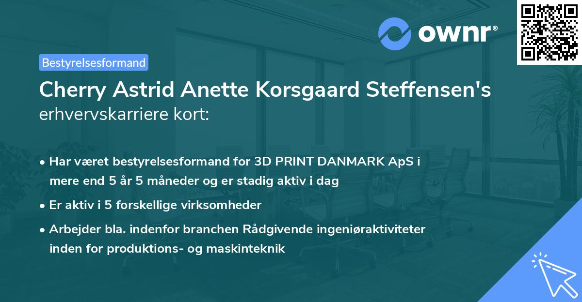 Cherry Astrid Anette Korsgaard Steffensen's erhvervskarriere kort