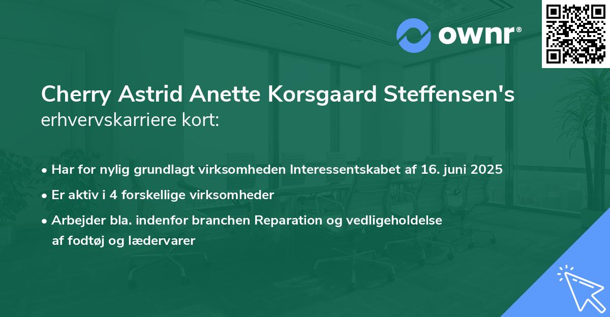 Cherry Astrid Anette Korsgaard Steffensen's erhvervskarriere kort