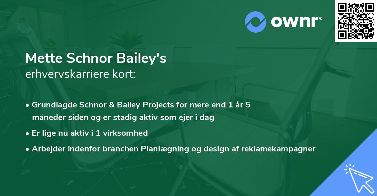 Mette Schnor Bailey's erhvervskarriere kort
