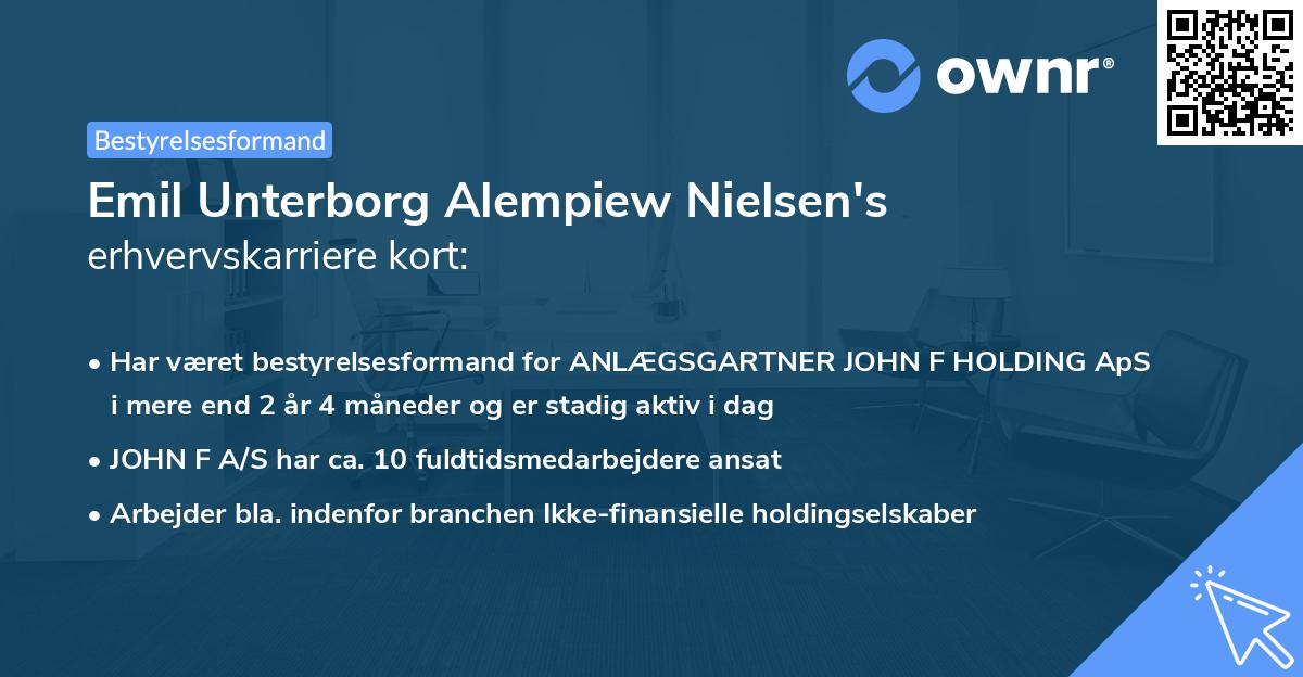 Emil Unterborg Alempiew Nielsen's erhvervskarriere kort