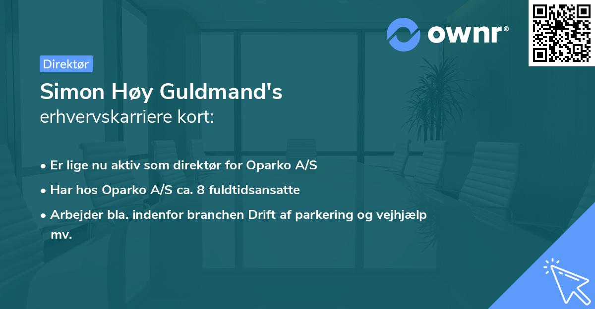 Simon Høy Guldmand's erhvervskarriere kort