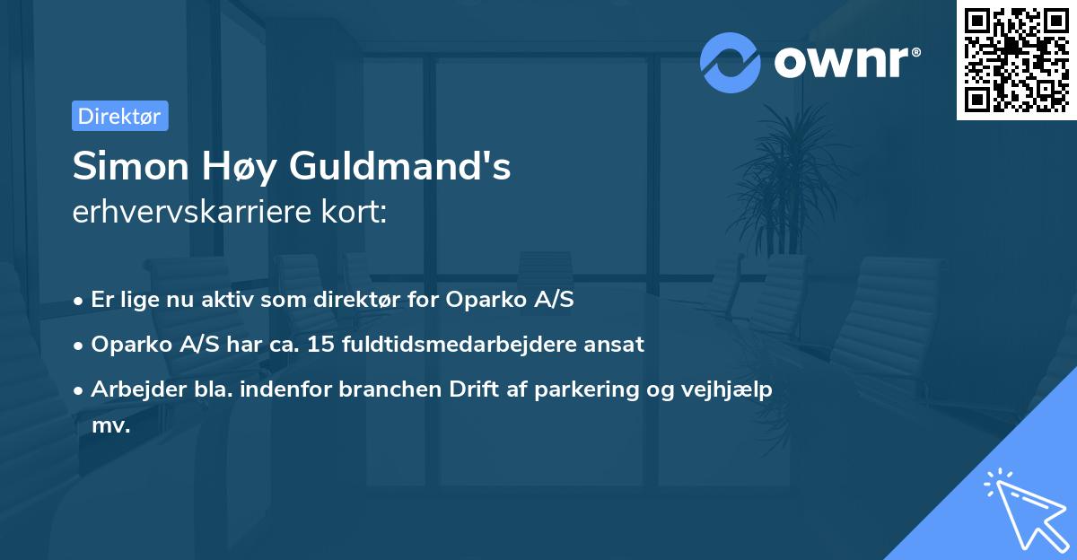 Simon Høy Guldmand's erhvervskarriere kort