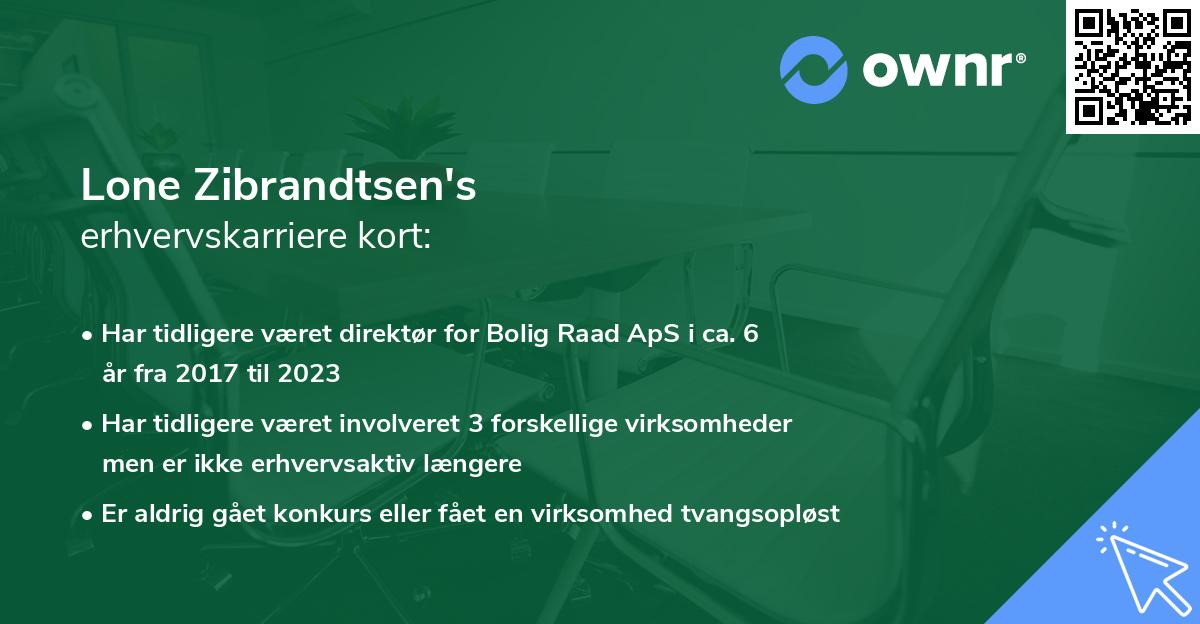 Lone Zibrandtsen's erhvervskarriere kort