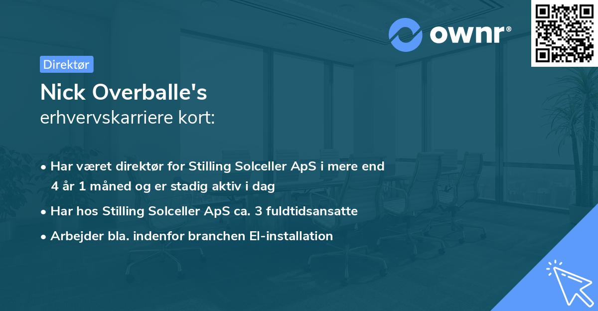 Nick Overballe's erhvervskarriere kort