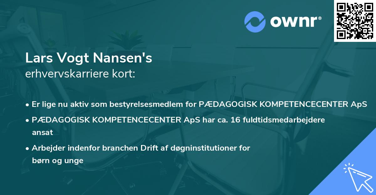 Lars Vogt Nansen's erhvervskarriere kort