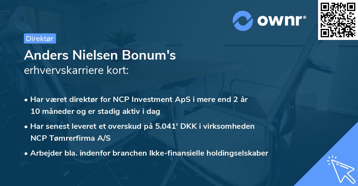 Anders Nielsen Bonum's erhvervskarriere kort