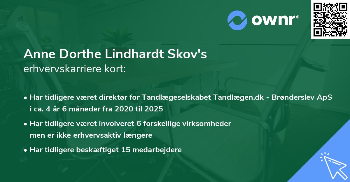 Anne Dorthe Lindhardt Skov's erhvervskarriere kort