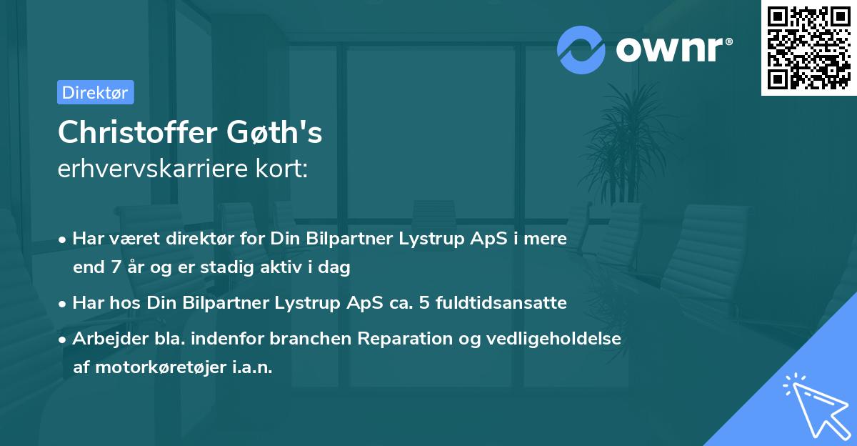 Christoffer Gøth's erhvervskarriere kort