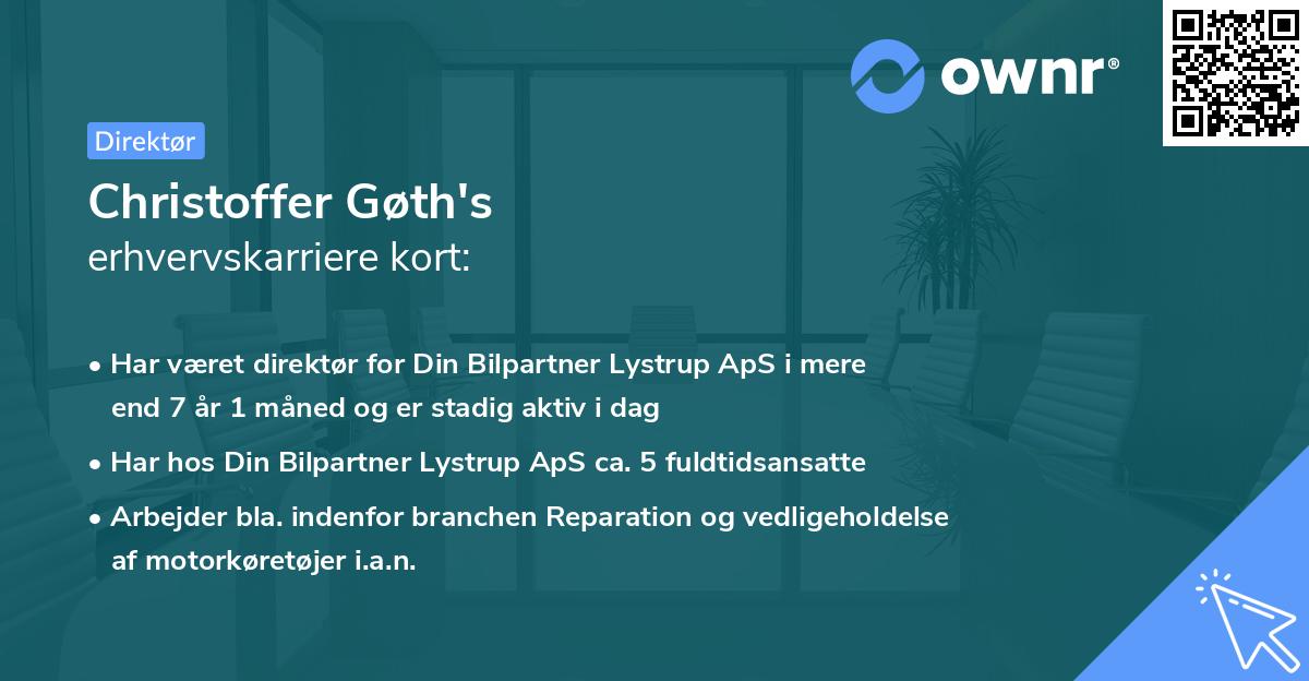 Christoffer Gøth's erhvervskarriere kort