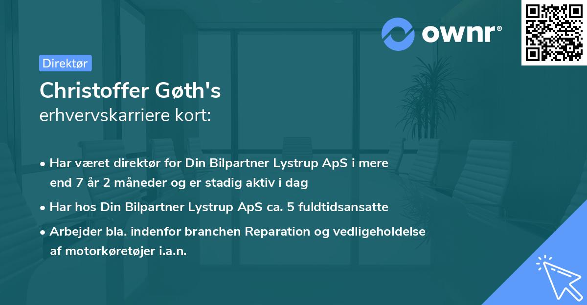 Christoffer Gøth's erhvervskarriere kort