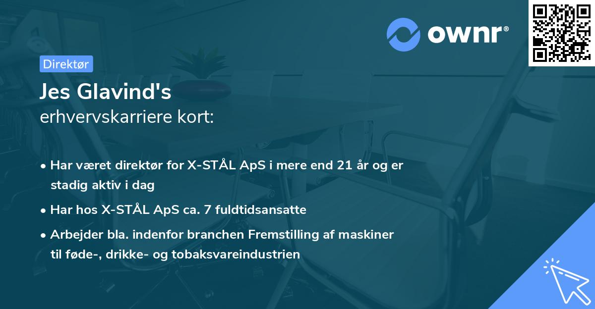 Jes Glavind's erhvervskarriere kort