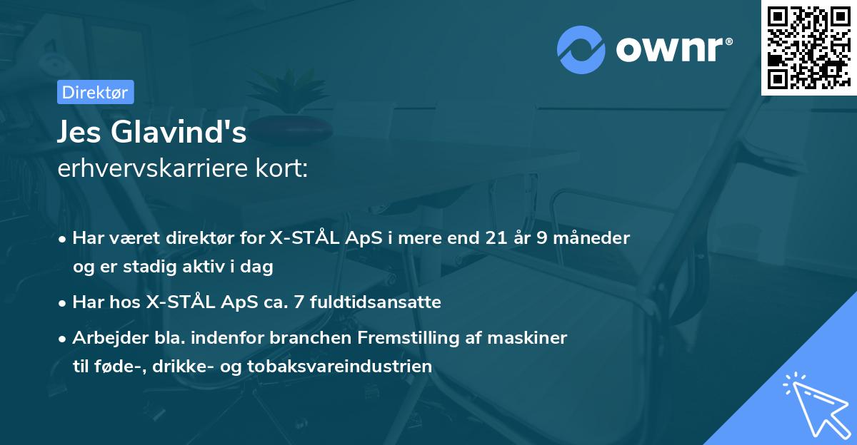 Jes Glavind's erhvervskarriere kort