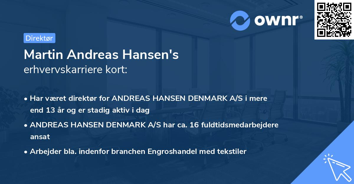 Martin Andreas Hansen's erhvervskarriere kort
