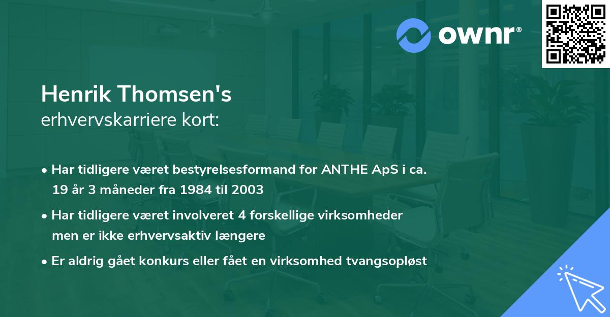 Henrik Thomsen's erhvervskarriere kort