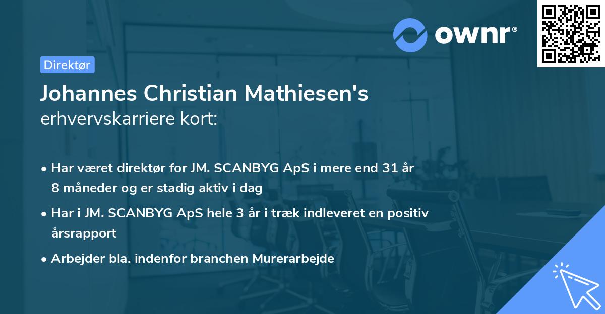 Johannes Christian Mathiesen's erhvervskarriere kort