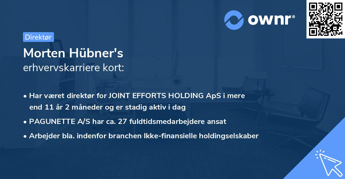 Morten Hübner's erhvervskarriere kort