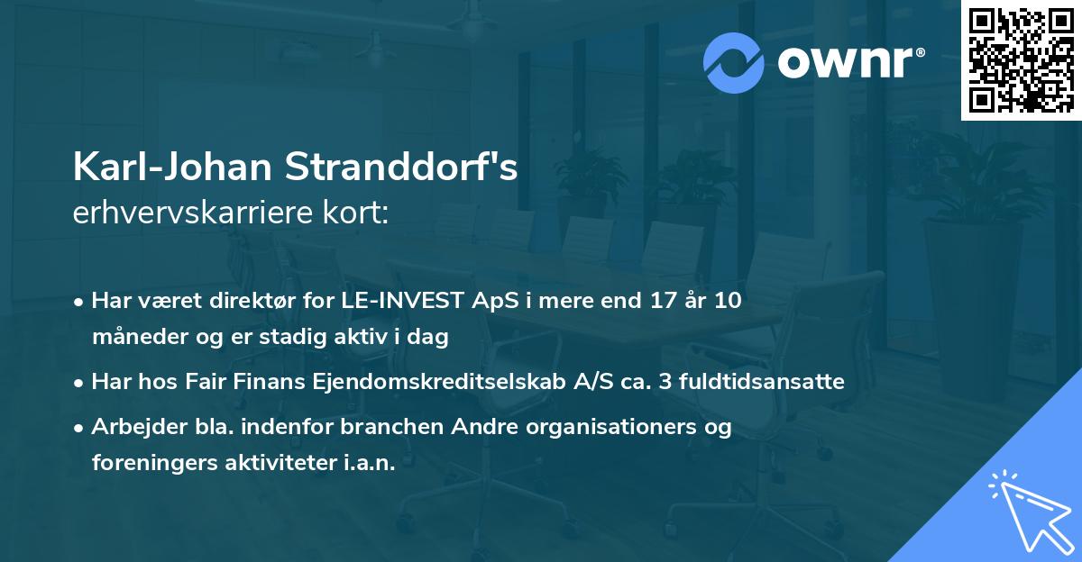 Karl-Johan Stranddorf's erhvervskarriere kort