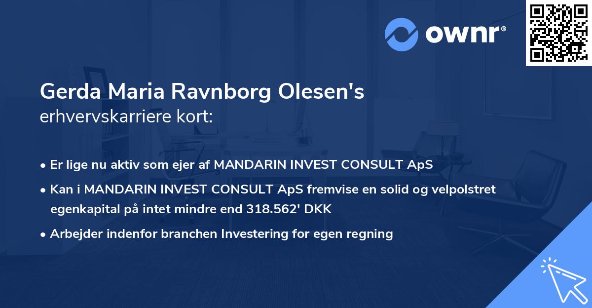 Gerda Maria Ravnborg Olesen's erhvervskarriere kort