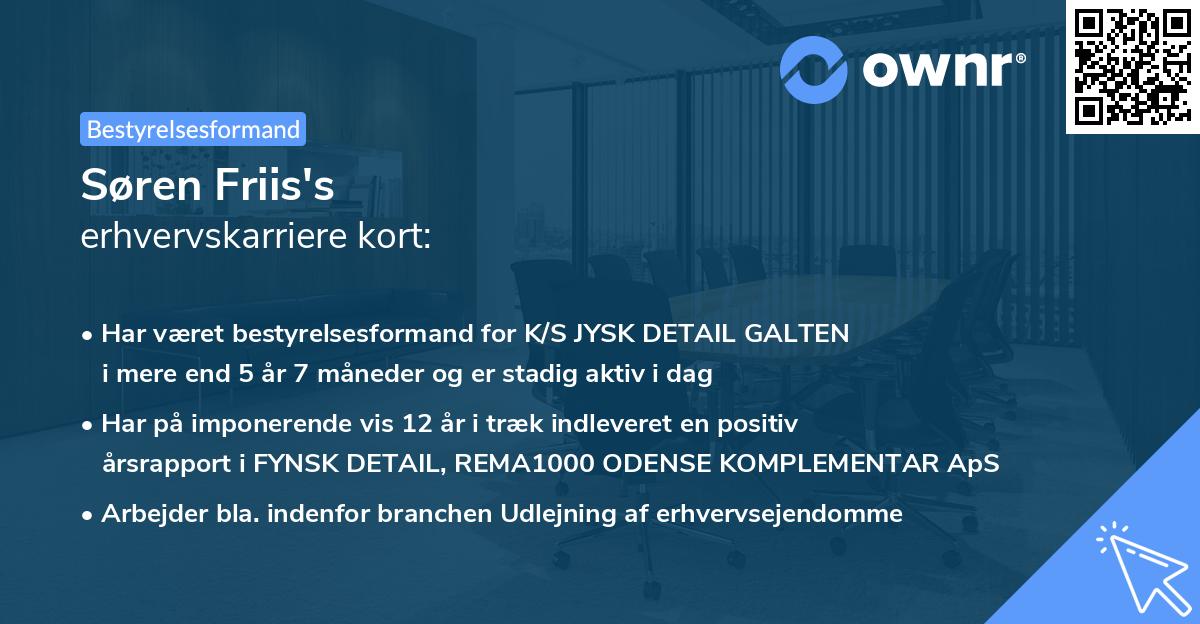 Søren Friis's erhvervskarriere kort