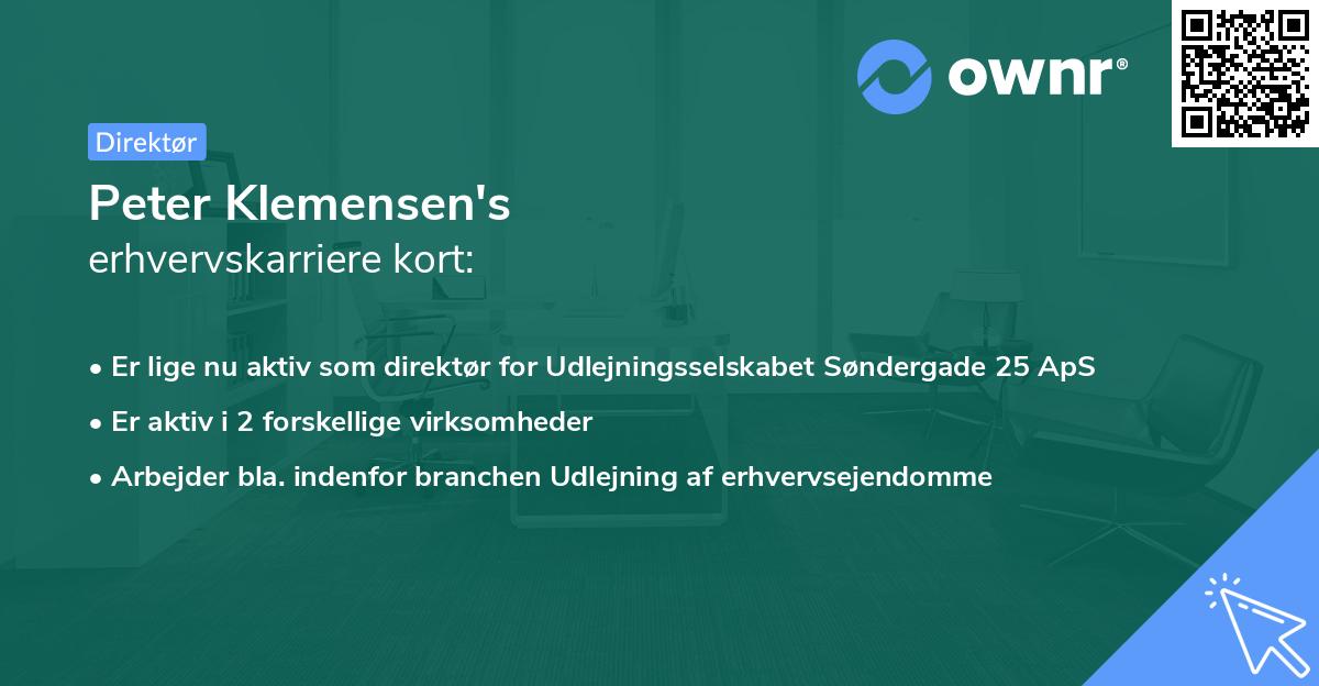 Peter Klemensen's erhvervskarriere kort