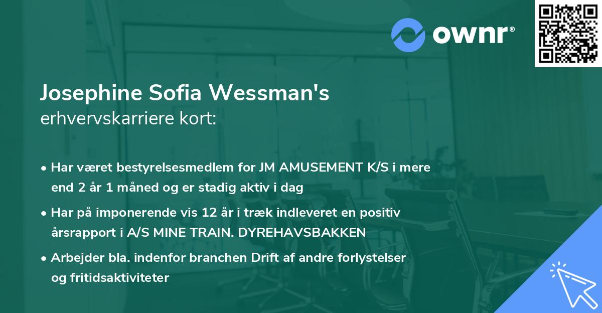 Josephine Sofia Wessman's erhvervskarriere kort