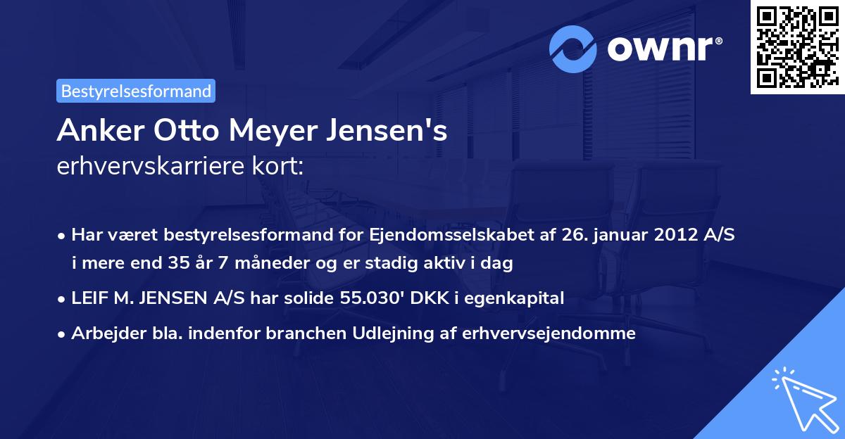Anker Otto Meyer Jensen's erhvervskarriere kort
