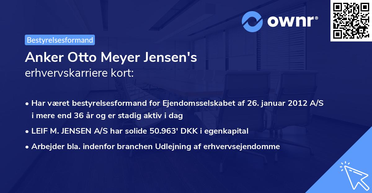 Anker Otto Meyer Jensen's erhvervskarriere kort