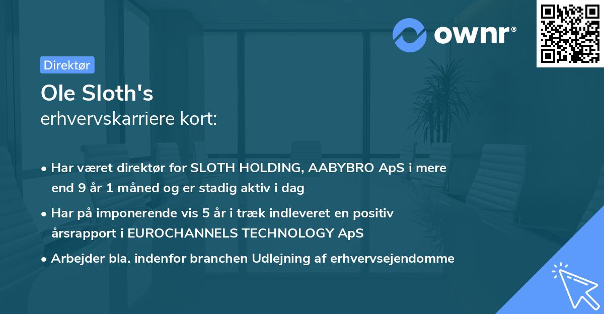 Ole Sloth's erhvervskarriere kort