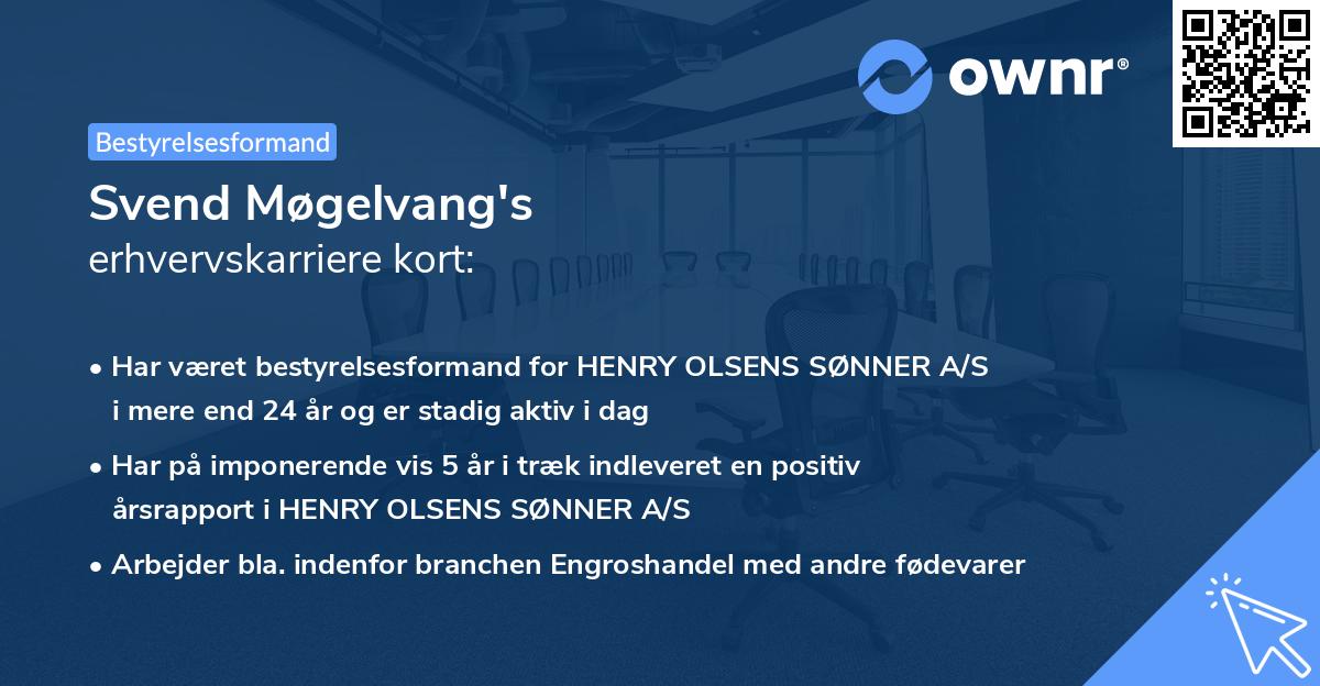 Svend Møgelvang's erhvervskarriere kort