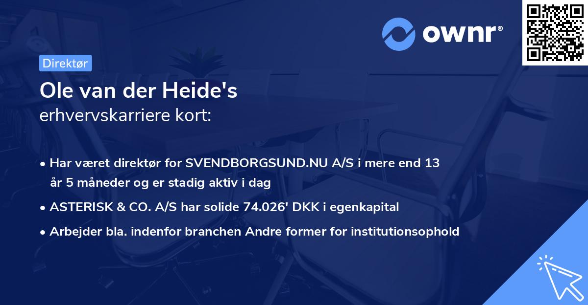 Ole van der Heide's erhvervskarriere kort