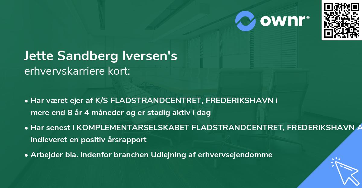 Jette Sandberg Iversen's erhvervskarriere kort