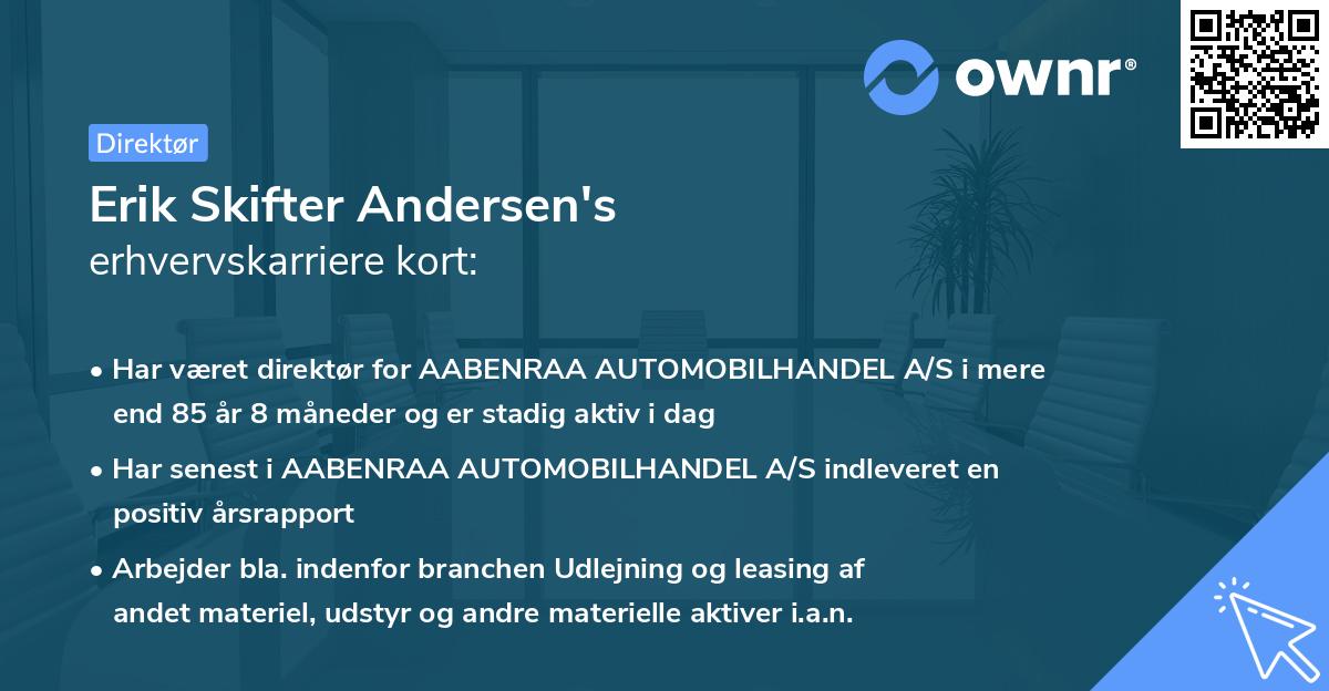 Erik Skifter Andersen's erhvervskarriere kort