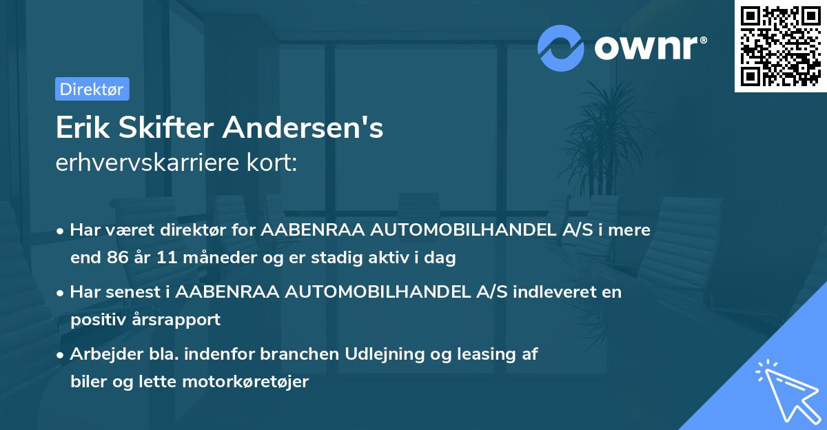 Erik Skifter Andersen's erhvervskarriere kort