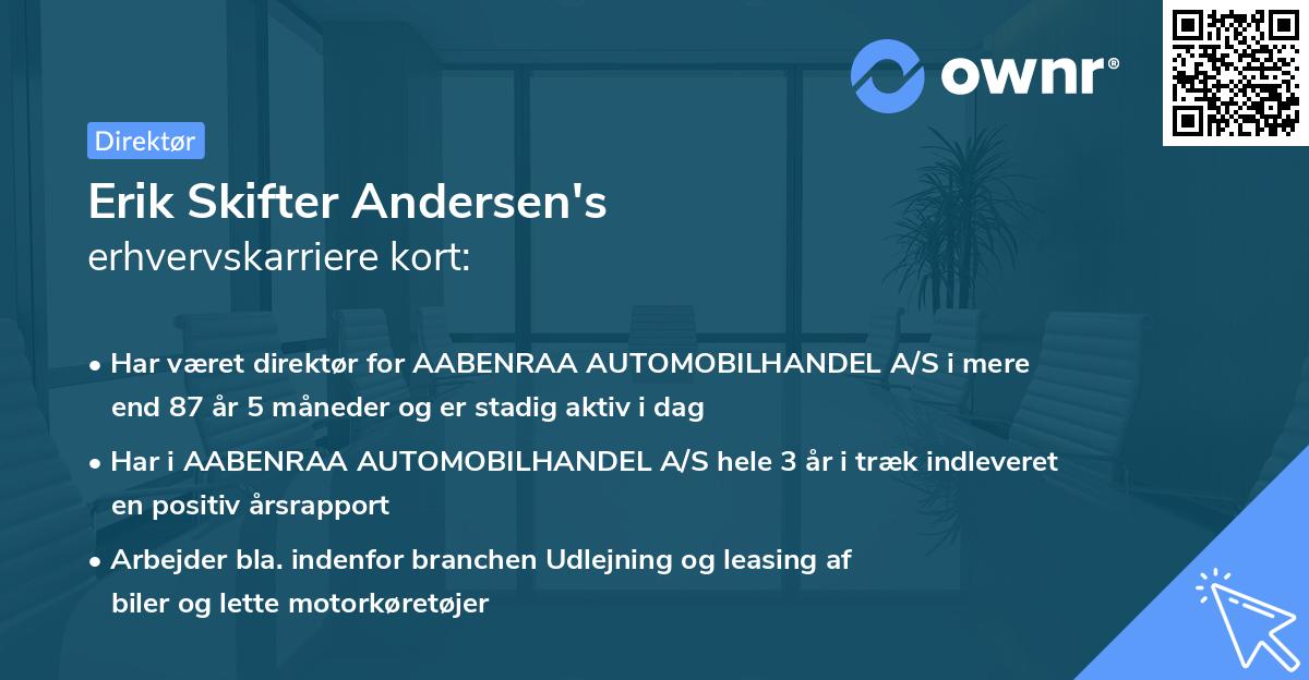 Erik Skifter Andersen's erhvervskarriere kort