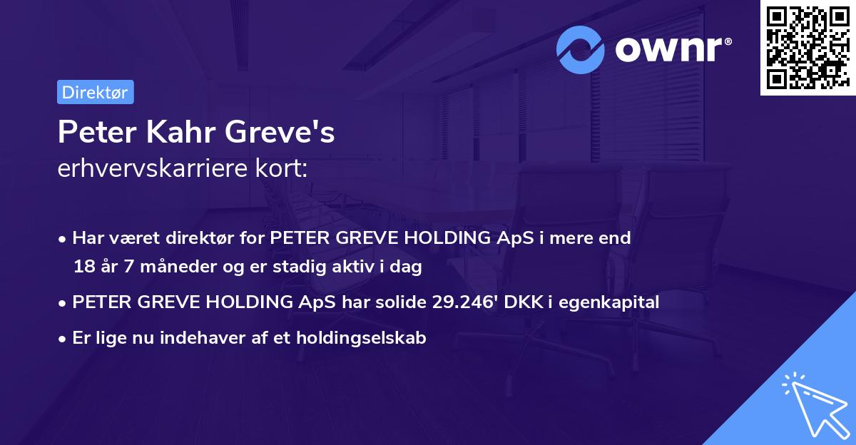 Peter Kahr Greve's erhvervskarriere kort