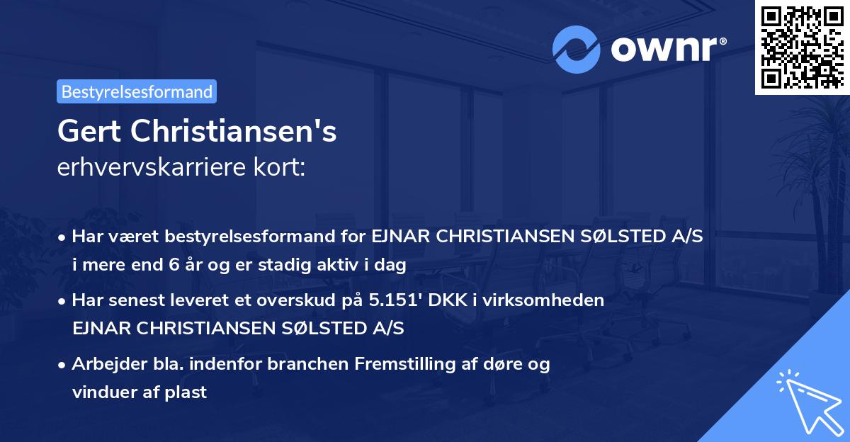 Gert Christiansen's erhvervskarriere kort