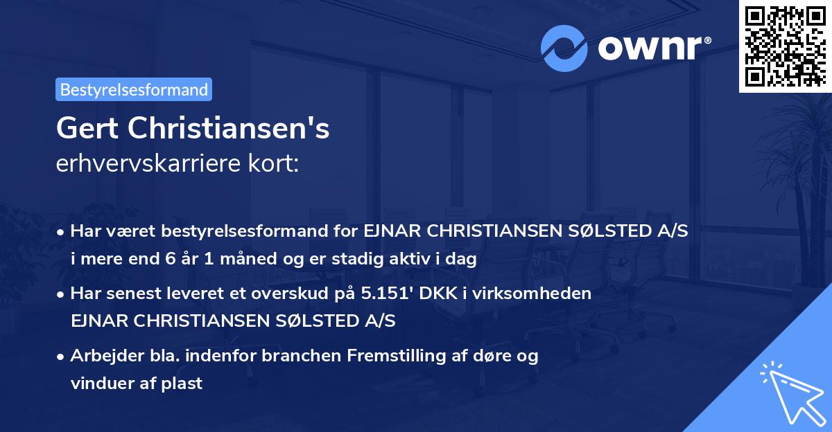 Gert Christiansen's erhvervskarriere kort