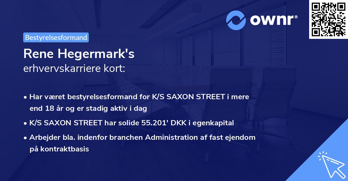 Rene Hegermark's erhvervskarriere kort