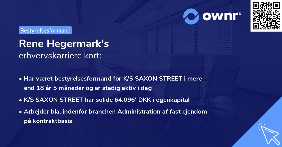 Rene Hegermark's erhvervskarriere kort