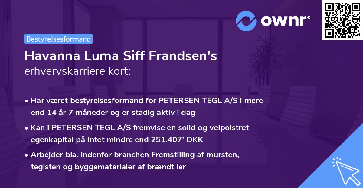 Havanna Luma Siff Frandsen's erhvervskarriere kort