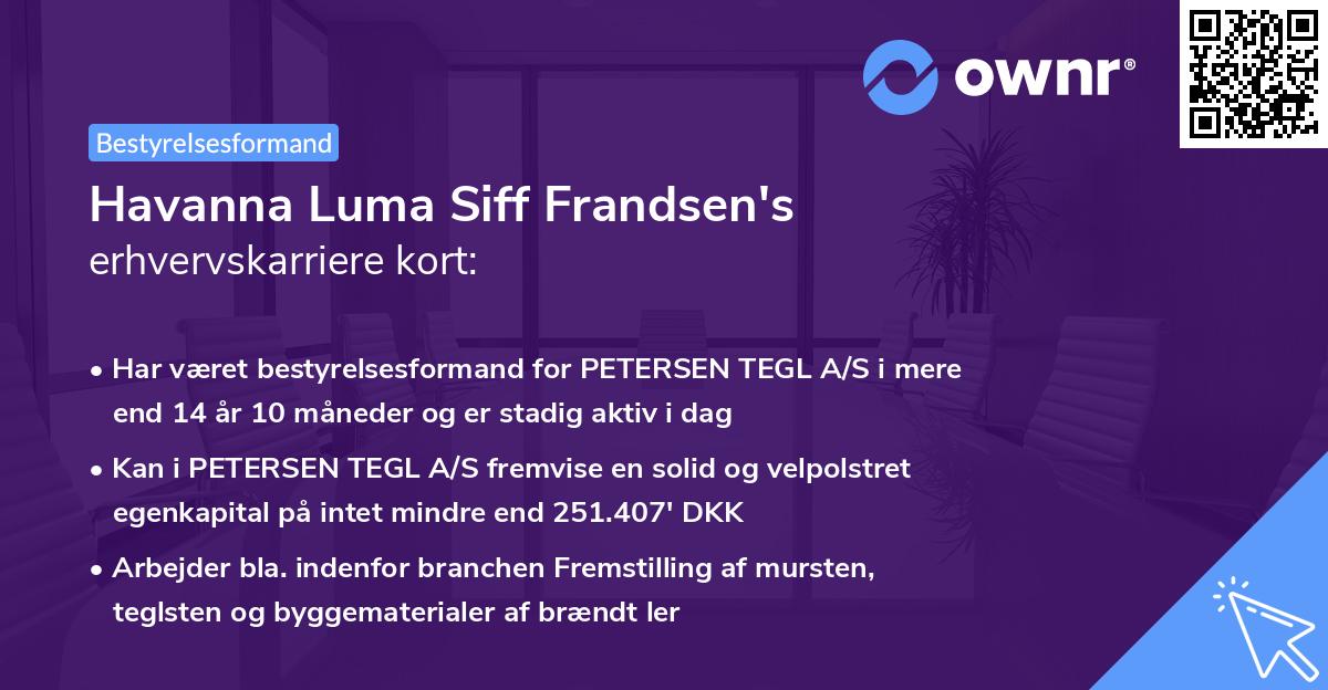 Havanna Luma Siff Frandsen's erhvervskarriere kort