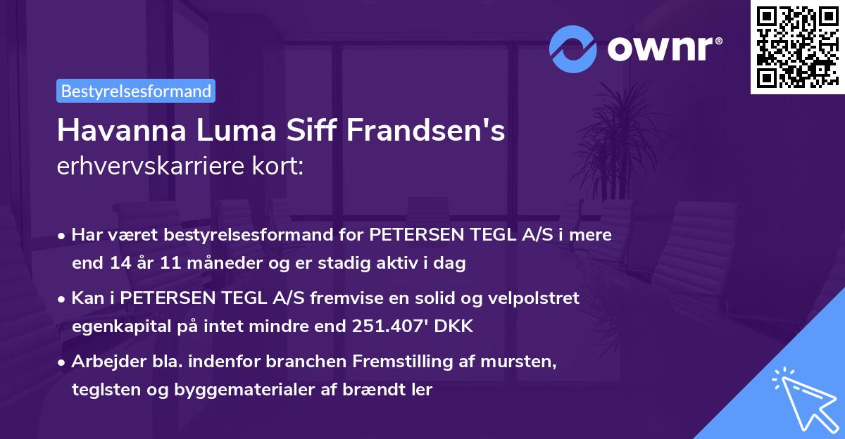 Havanna Luma Siff Frandsen's erhvervskarriere kort