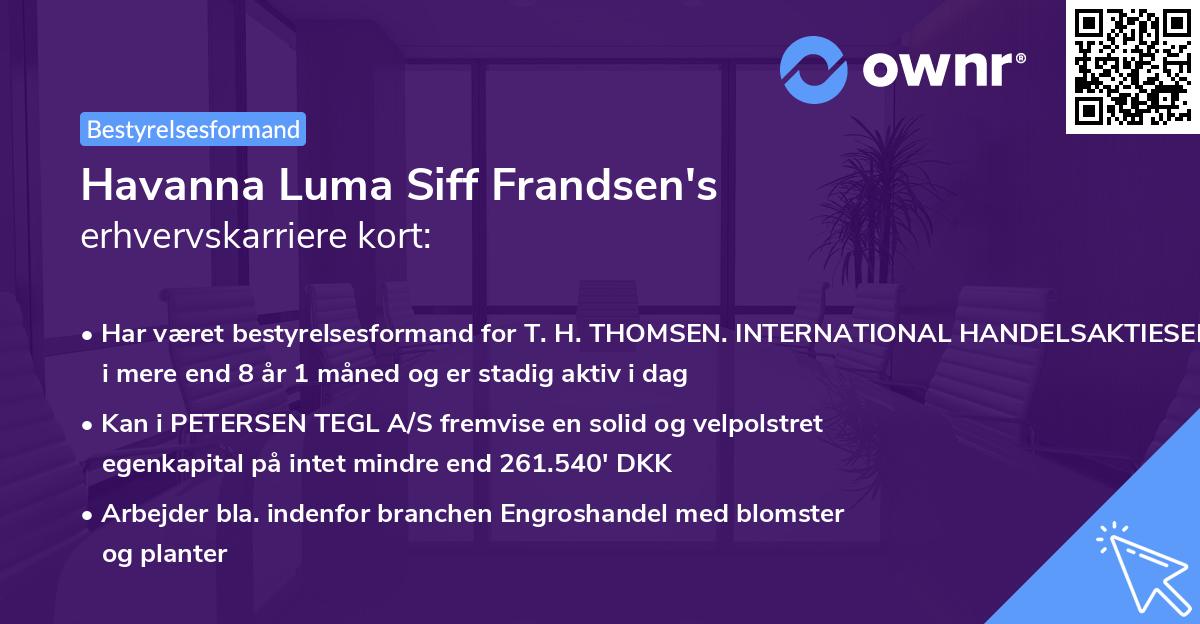 Havanna Luma Siff Frandsen's erhvervskarriere kort
