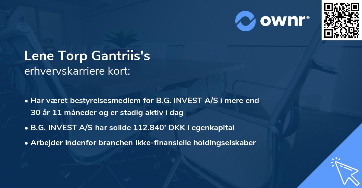 Lene Torp Gantriis's erhvervskarriere kort