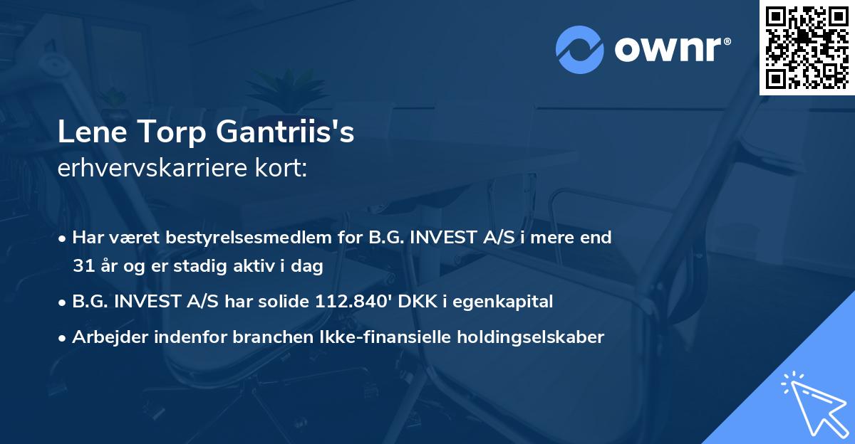 Lene Torp Gantriis's erhvervskarriere kort