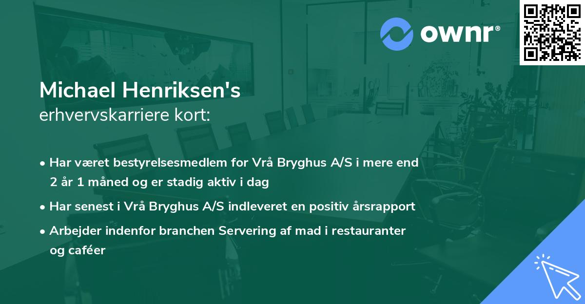 Michael Henriksen's erhvervskarriere kort
