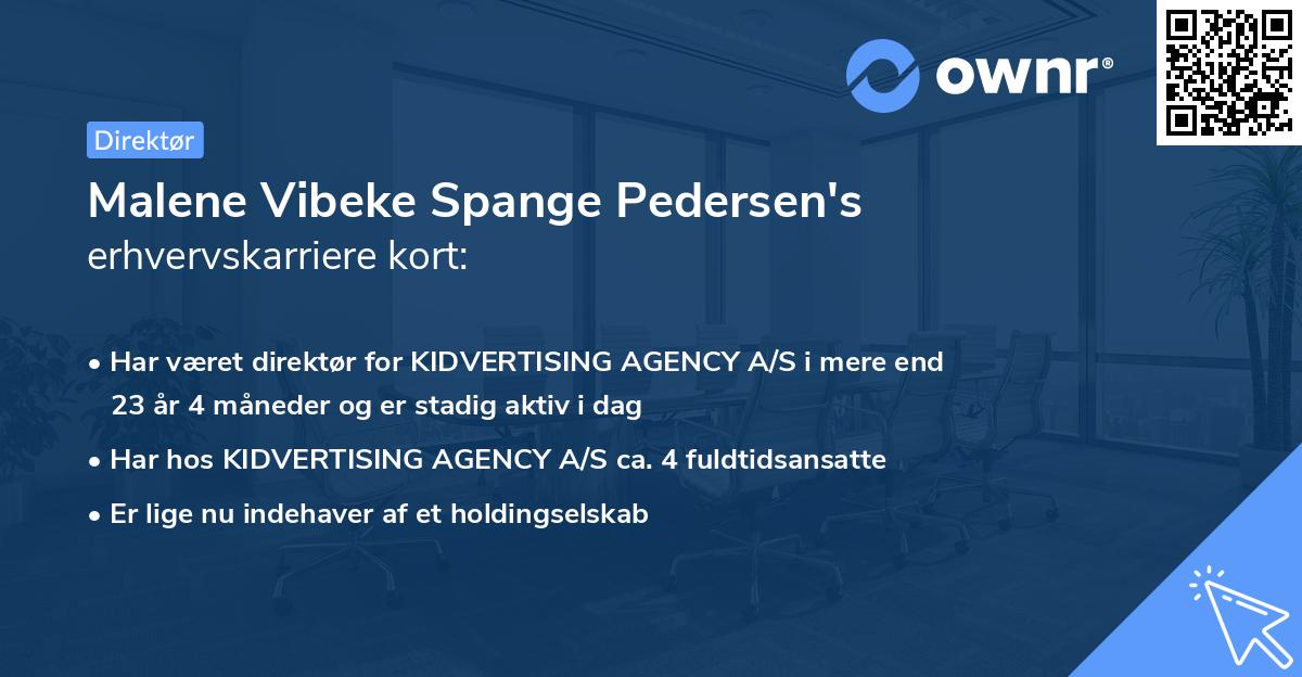 Malene Vibeke Spange Pedersen's erhvervskarriere kort