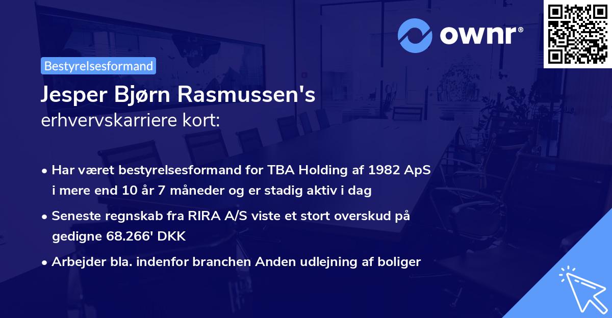Jesper Bjørn Rasmussen's erhvervskarriere kort