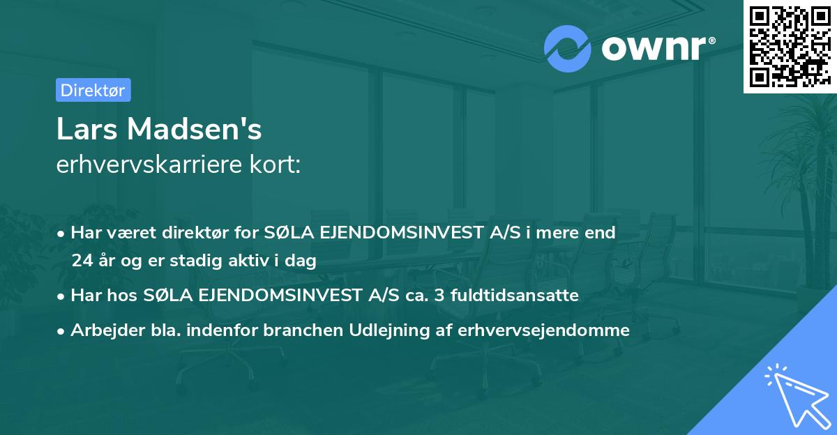 Lars Madsen's erhvervskarriere kort