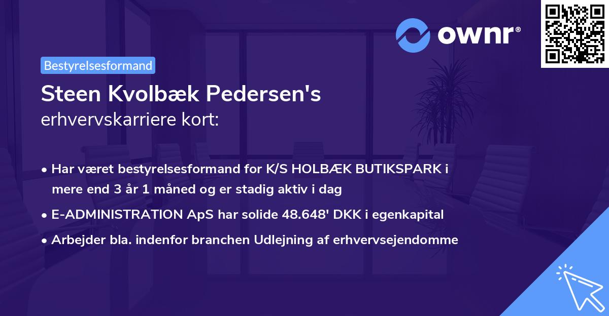 Steen Kvolbæk Pedersen's erhvervskarriere kort
